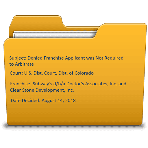 Denied Franchise Applicant was Not Required to Arbitrate