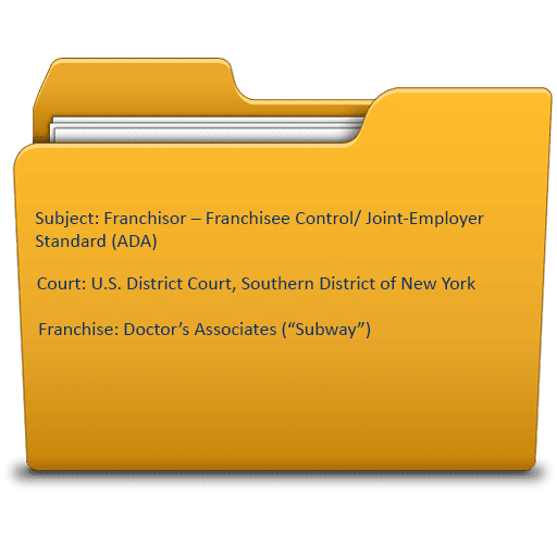 Franchisor – Franchisee Control/ Joint-Employer Standard (ADA)